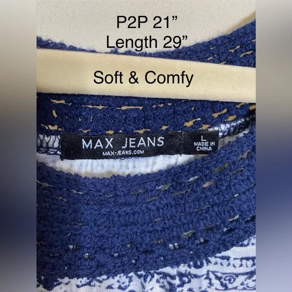 Max Jeans Blue & White Crocheted Trim Tank Top - Picture 2 of 7